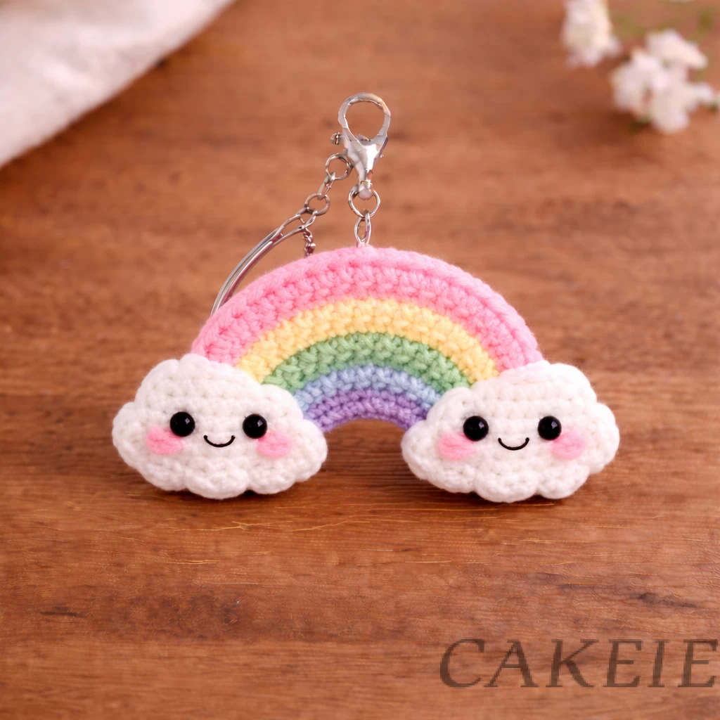 Crochet Rainbow Keychain